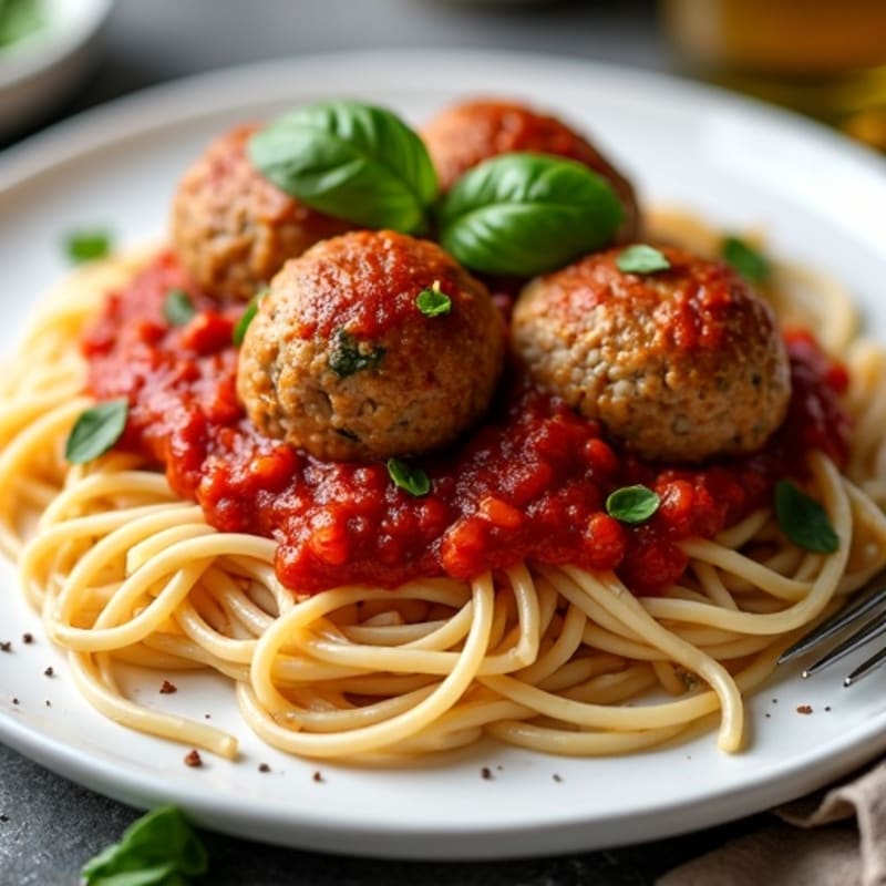Lean Turkey Meatballs with Whole Wheat Spaghetti and Fresh Marinara