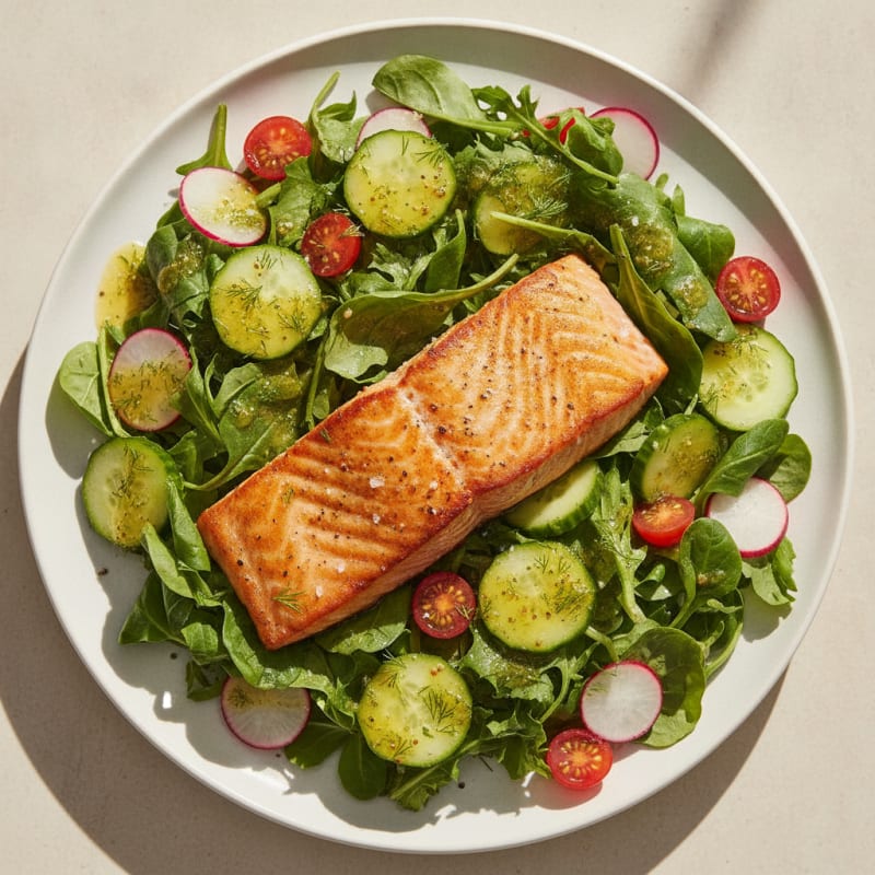 Pan-Seared Salmon with Garden Salad