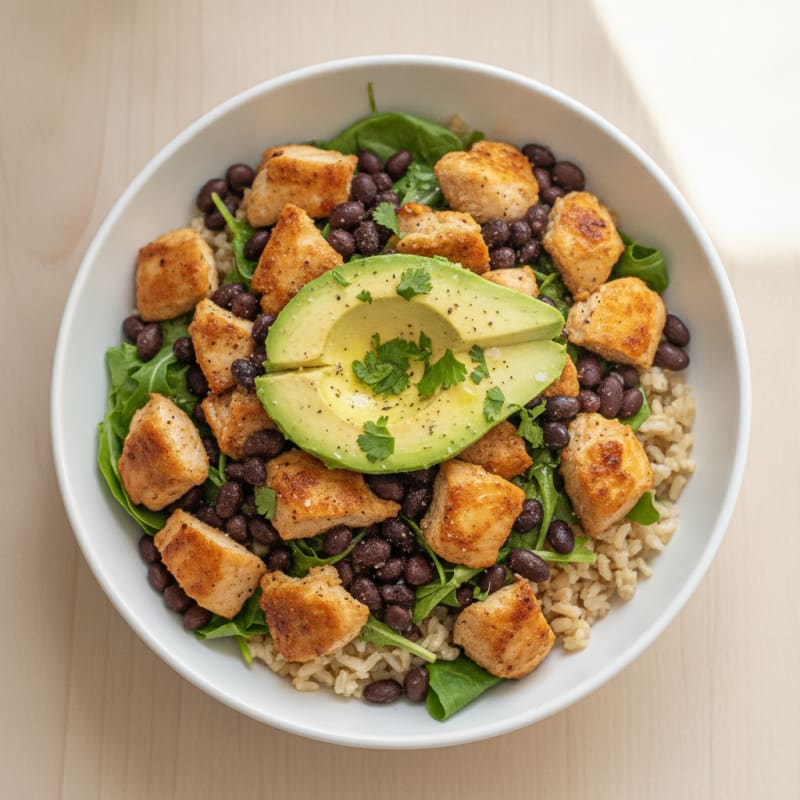 Rotisserie Chicken, Black Bean, Avocado Bowl
