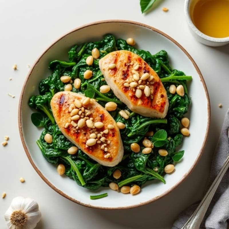 Garlic-Sautéed Spinach with Toasted Pine Nuts