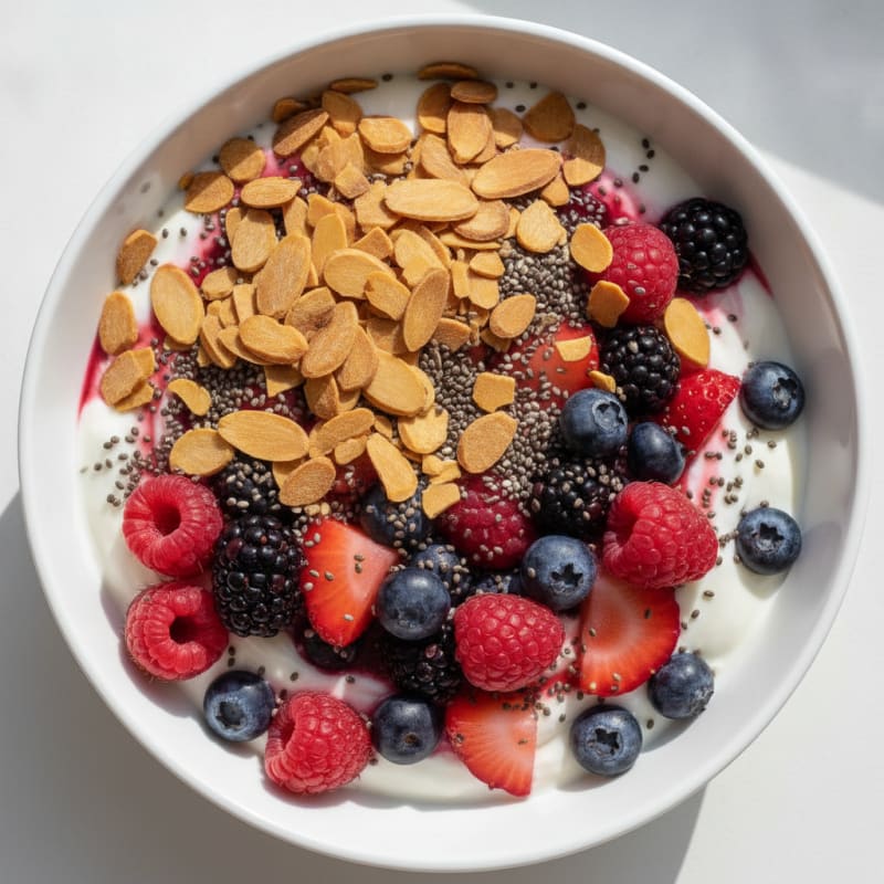 Creamy Greek Yogurt Parfait with Mixed Berries and Chia Seeds