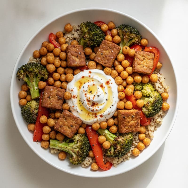 Roasted Vegetable and Chickpea Grain Bowl