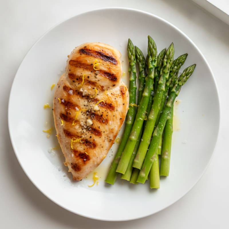 Grilled Lemon Chicken Breast with Steamed Asparagus