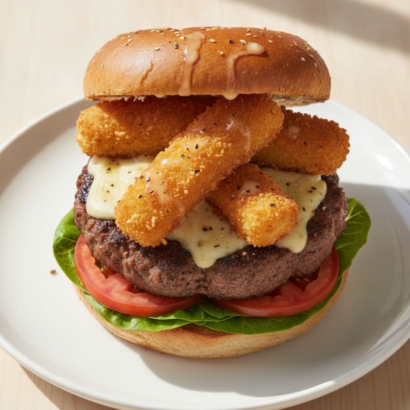 Mozzarella Stick Beef Burger