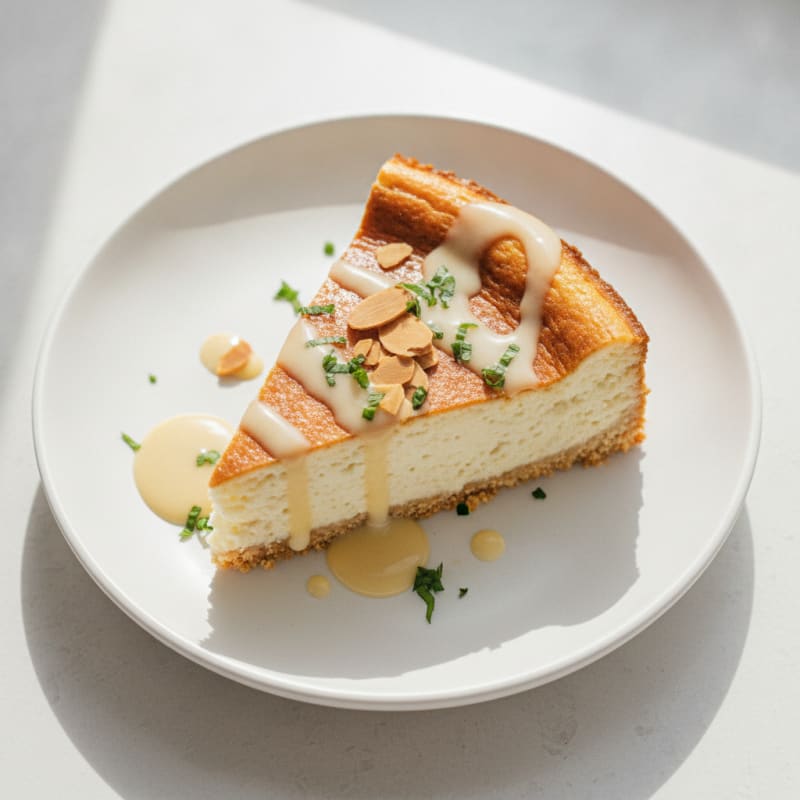 Creamy Cottage Cheese Protein Cheesecake with Almond Crust