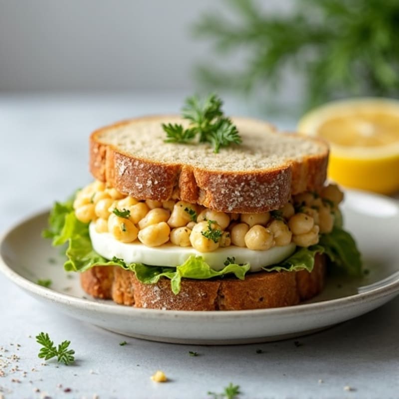 Creamy Fresh Herb Chickpea Salad Sandwich