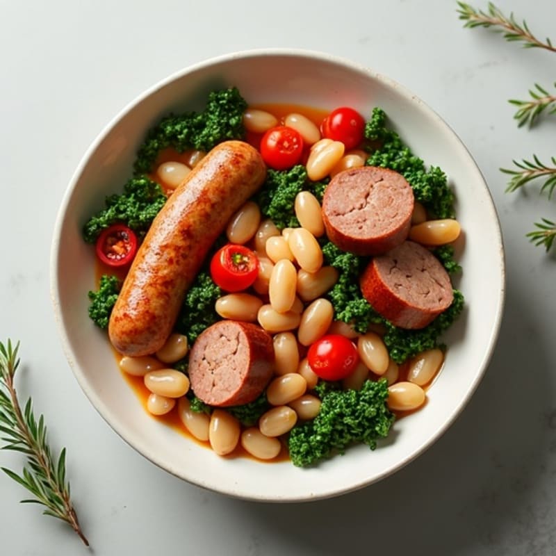 Hearty White Bean and Lean Sausage Simmer with Fresh Herbs