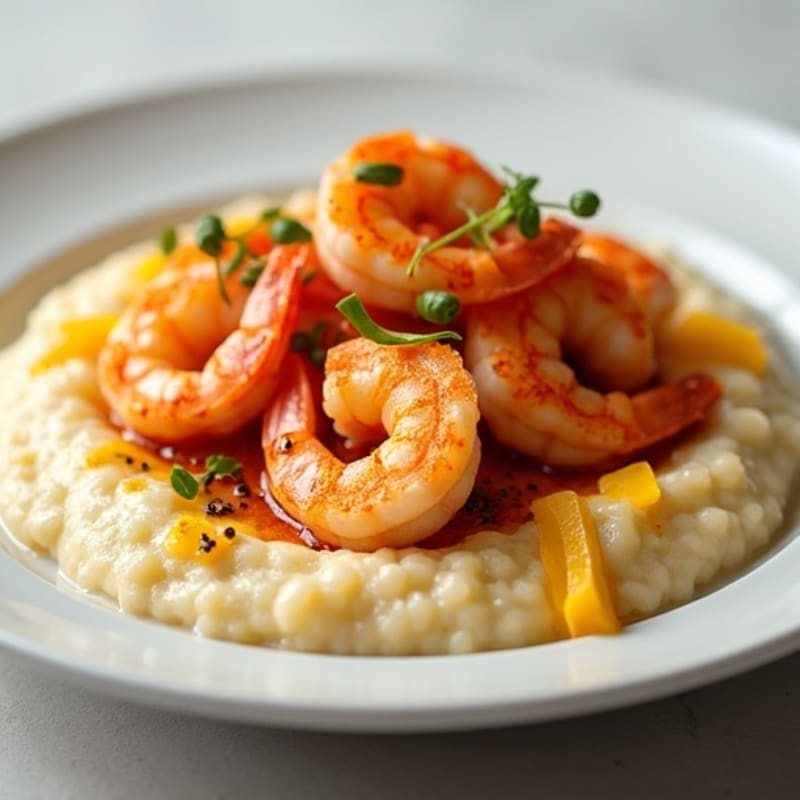 Healthy Spicy Shrimp with Creamy Grits