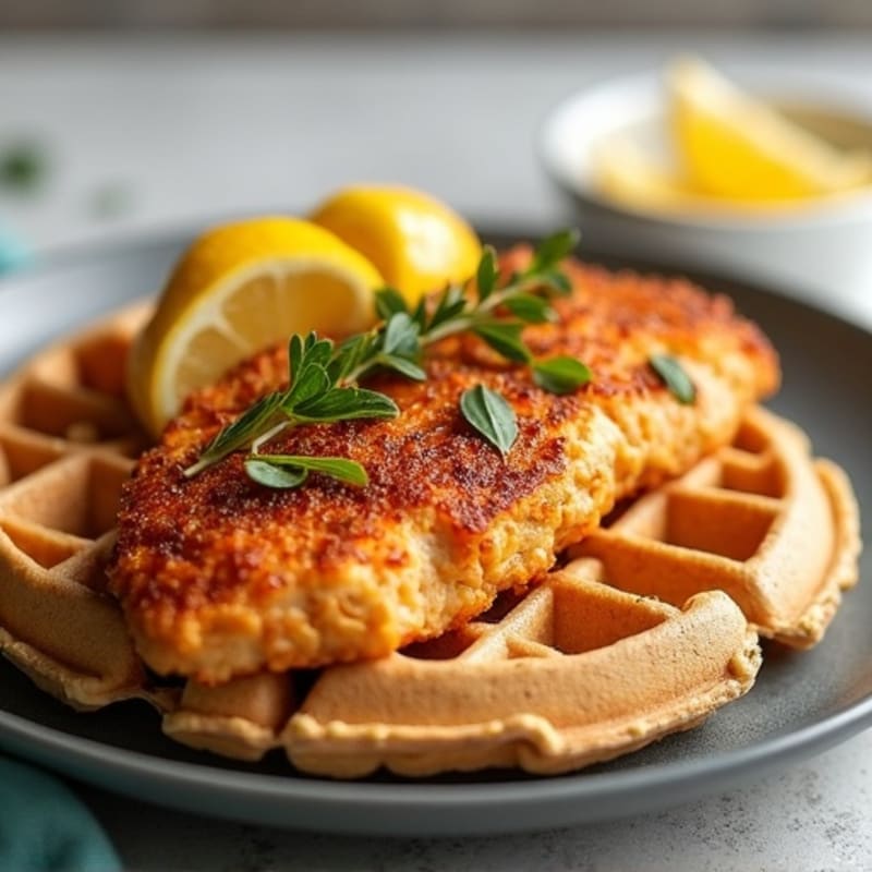 Golden Baked Chicken with Whole Wheat Waffles