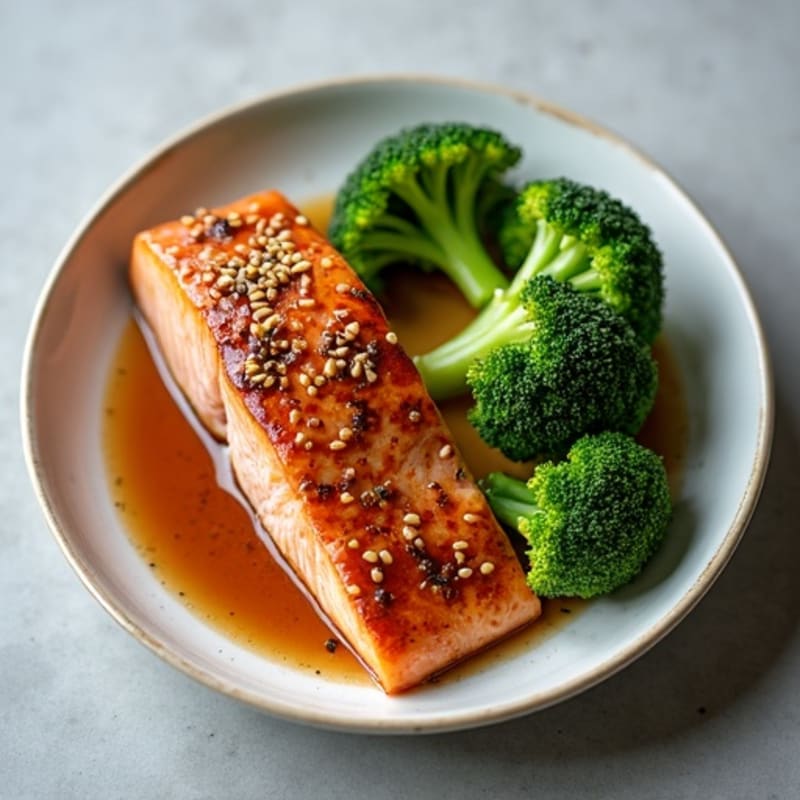 Ginger-Sesame Glazed Salmon with Roasted Broccoli
