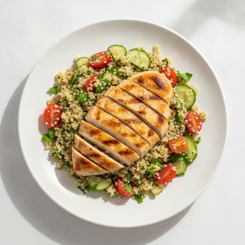 Grilled Lemon-Garlic Chicken Breast with Quinoa Salad