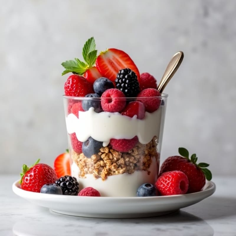 Creamy Greek Yogurt Parfait with Protein Granola and Berries