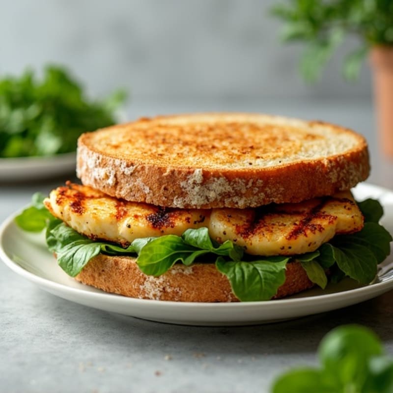 Whole Wheat Grilled Pesto Chicken Sandwich with Fresh Greens
