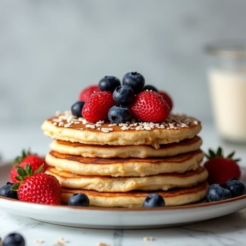 Healthy Fluffy Protein Pancakes with Berries