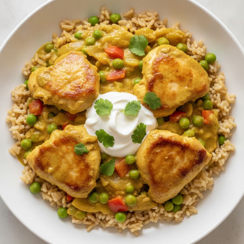 Sweet and Savory Chicken Thigh Curry Bowl