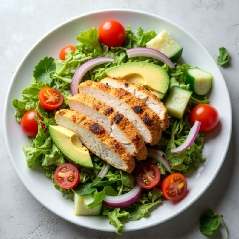 Shredded Chicken Salad with Creamy Avocado and Fresh Greens