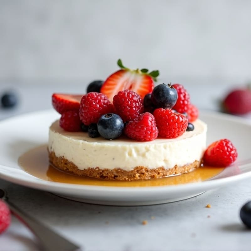 Greek Yogurt Protein Cheesecake with Mixed Berries
