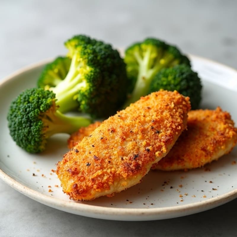Crispy Baked Chicken Tenders with Roasted Broccoli