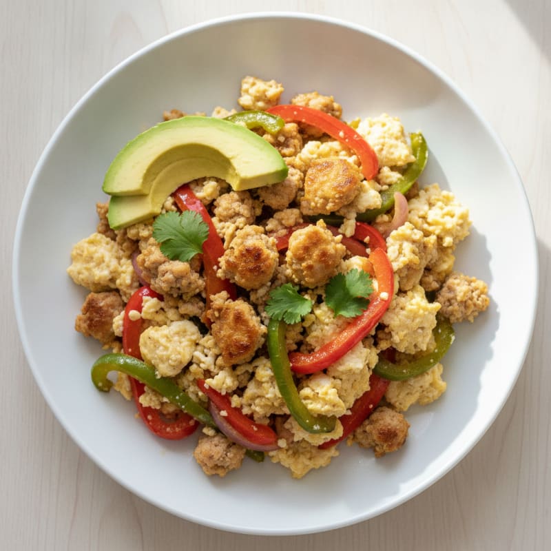 Egg White Scramble with Lean Turkey and Sautéed Peppers