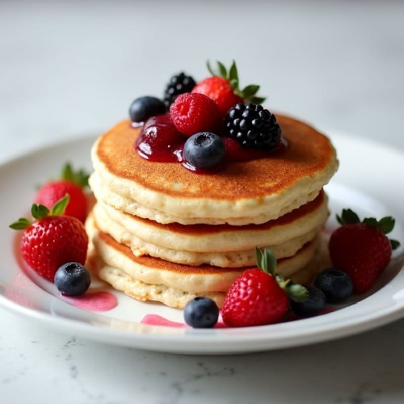 Fluffy Egg White Protein Pancakes with Berry Compote