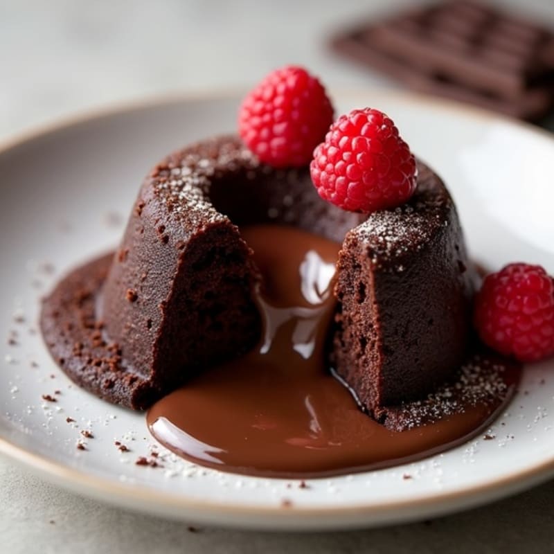 Healthy Dark Chocolate Molten Protein Cake