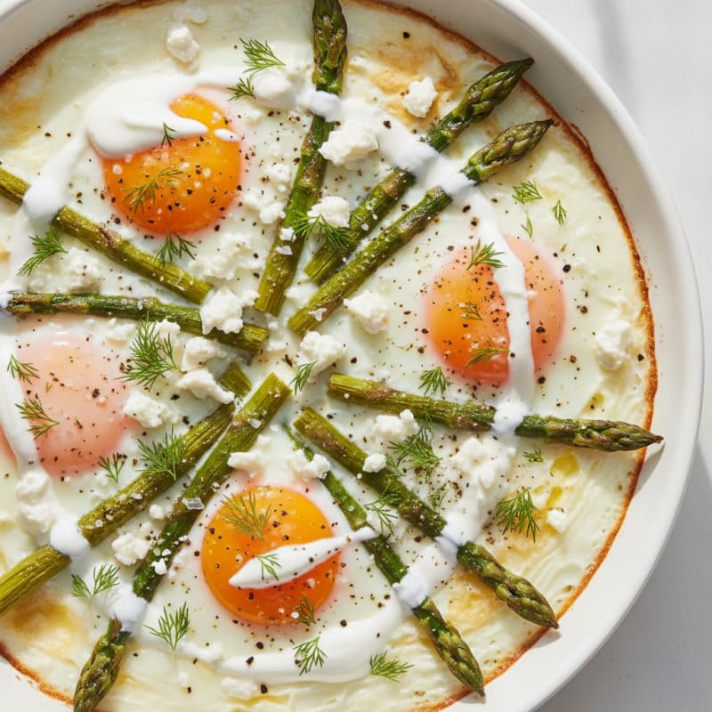 Baked Eggs with Roasted Asparagus