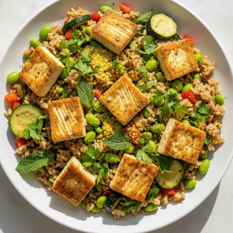 Roasted Vegetable and Herb Rice Salad