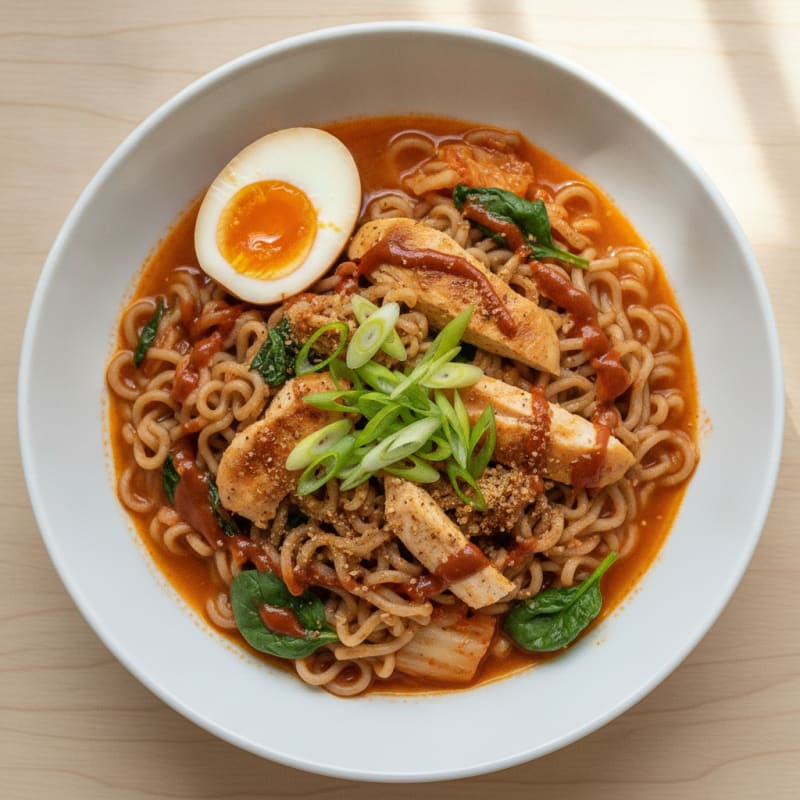 Kimchi Ramyeon with Soft-Boiled Egg