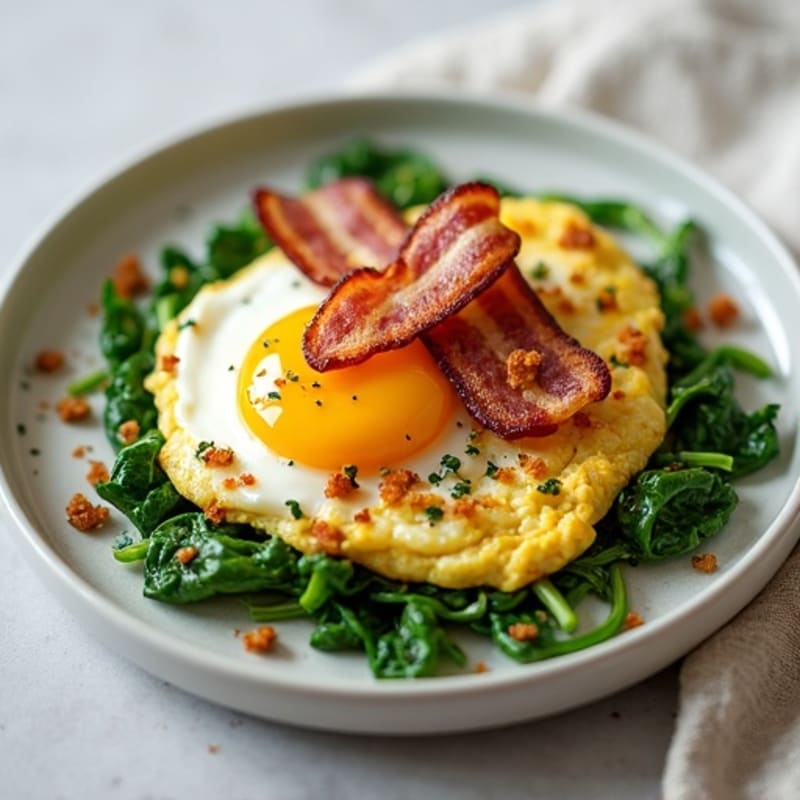 Egg White Scramble with Spinach and Turkey Bacon