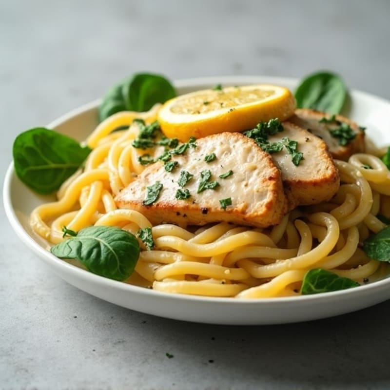 Creamy Lemon Garlic Chicken Pasta with Fresh Spinach