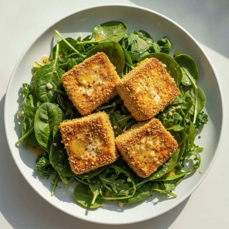 Pan-Seared Tofu with Garden Greens