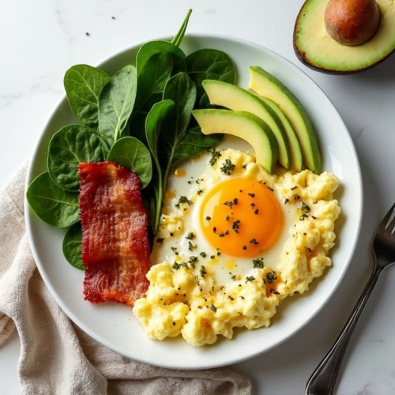 Egg White Scramble with Spinach and Turkey Bacon