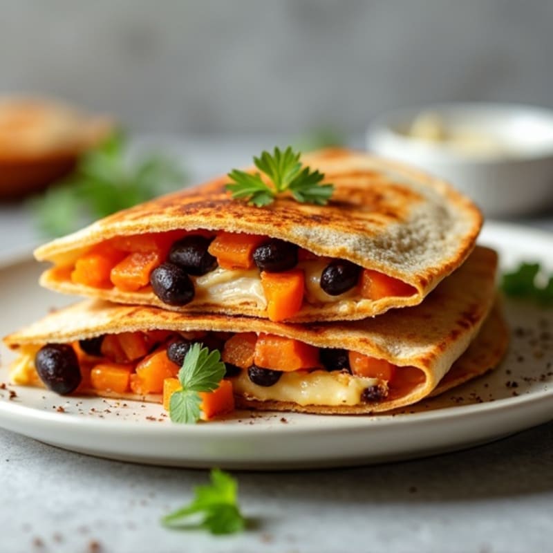 Crispy Black Bean and Sweet Potato Protein Quesadilla