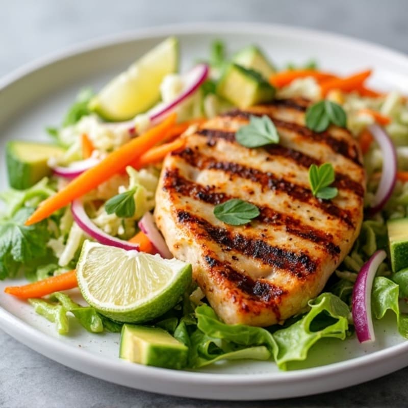 Grilled Chicken Breast with Crunchy Cabbage Slaw
