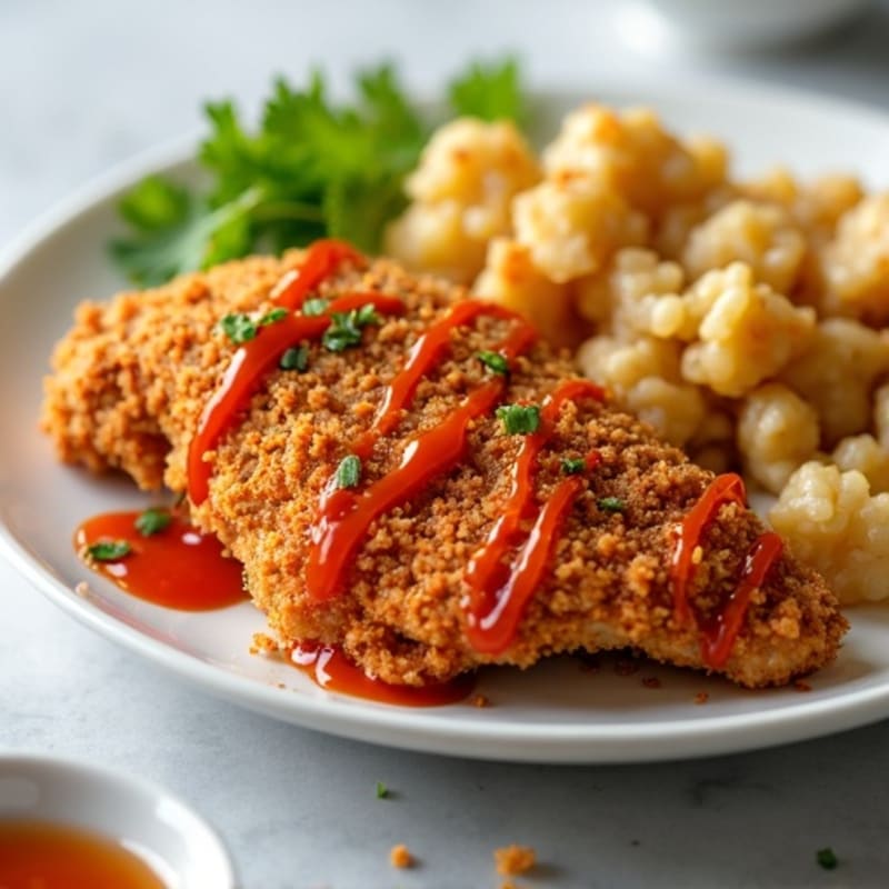 Crispy Baked Ginger-Garlic Chicken with Sweet Chili Sauce