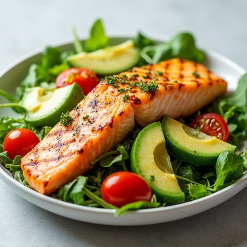 Grilled Salmon and Avocado Salad with Lemon Vinaigrette