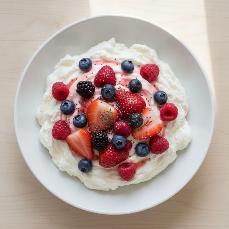 Greek Yogurt Protein Mousse with Mixed Berries