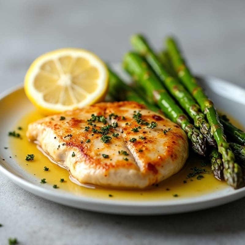 Lemon Garlic Pan-Seared Chicken with Roasted Asparagus