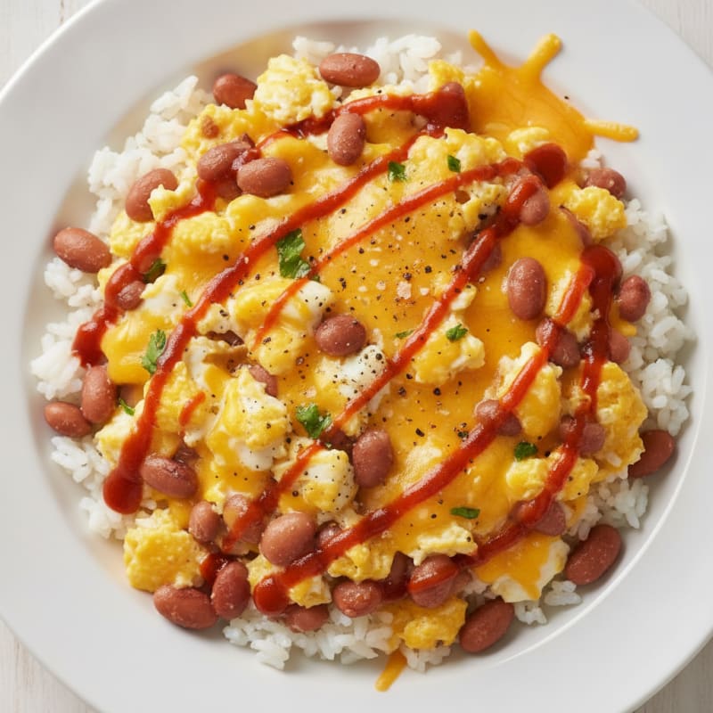 Cheesy Pinto Bean and Egg White Rice Bowl