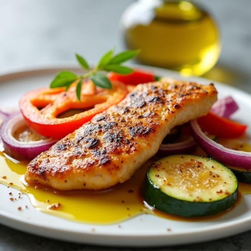 Grilled Chicken Breast Strips with Roasted Veggies