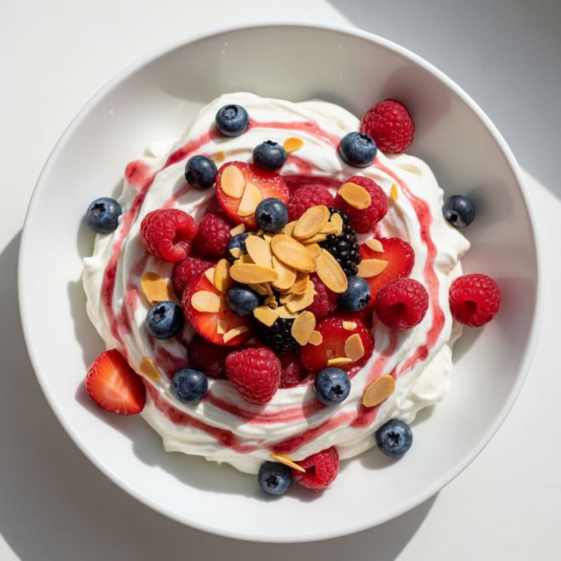 Greek Yogurt Protein Mousse with Mixed Berries