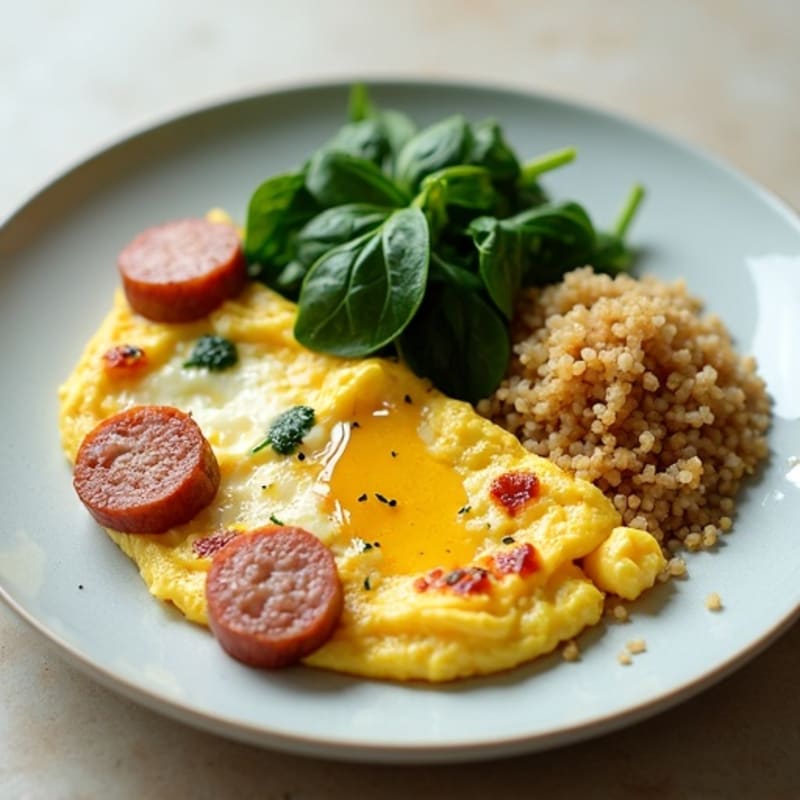 Egg White Scramble with Spinach and Turkey Sausage