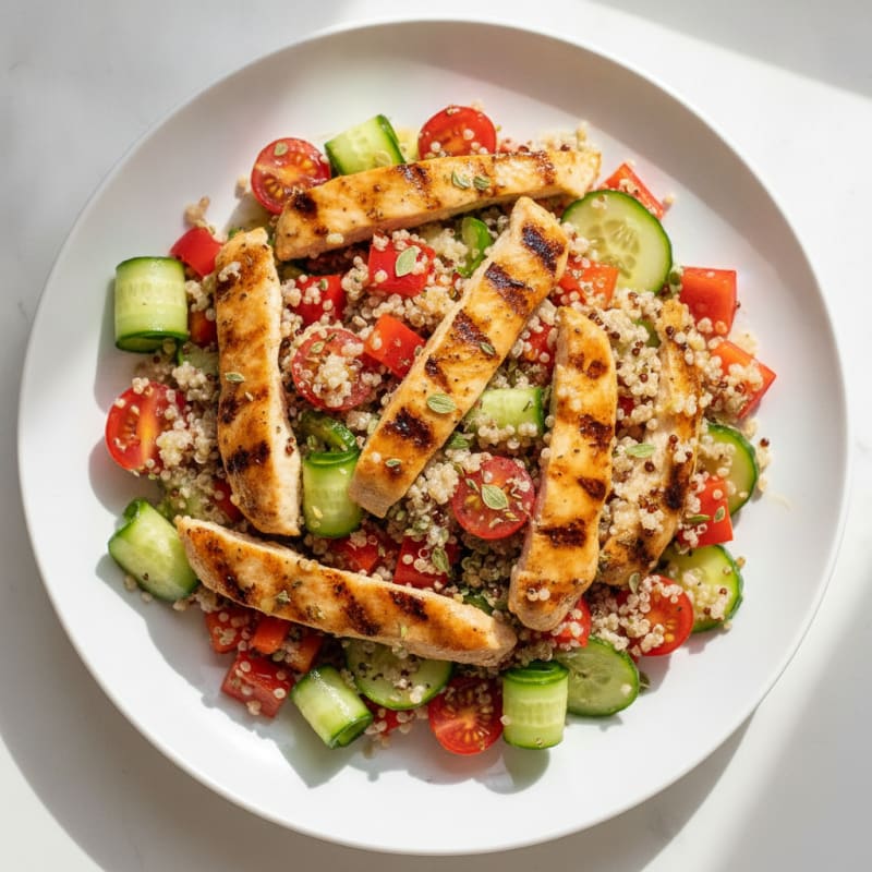 Grilled Chicken and Quinoa Salad with Crisp Vegetables