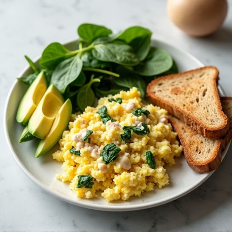 Cottage Cheese Scramble with Turkey and Spinach