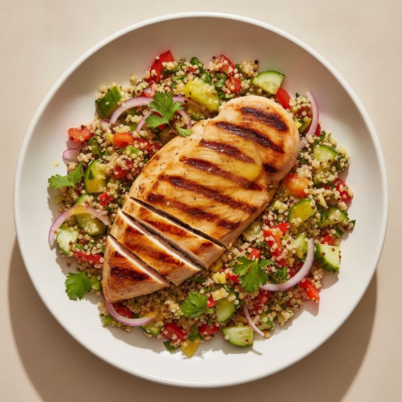 Grilled Chicken Breast with Crunchy Quinoa Salad