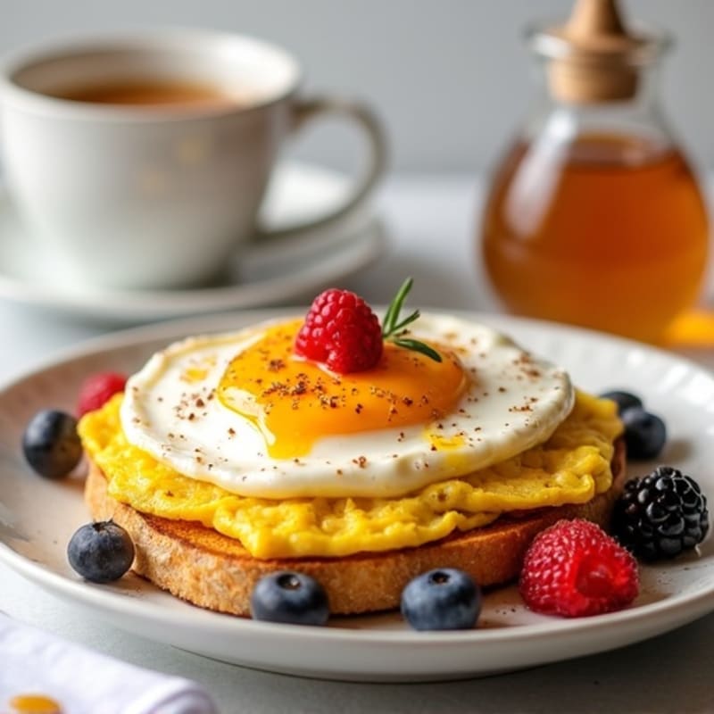 Eggs with Protein Bread and Greek Yogurt Parfait