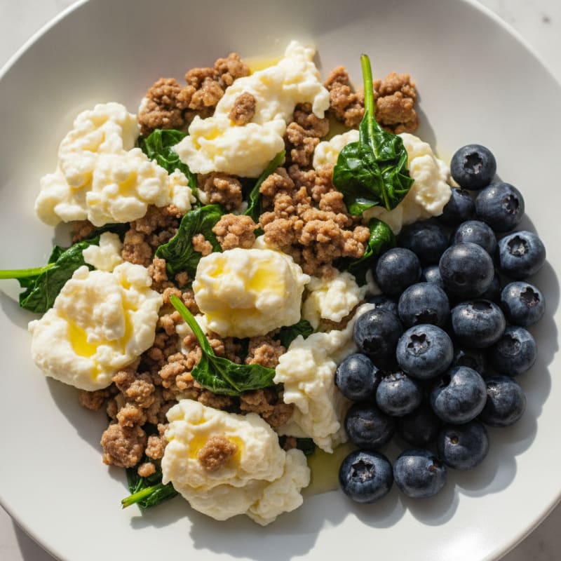 Scrambled Egg Whites with Ground Venison and Spinach
