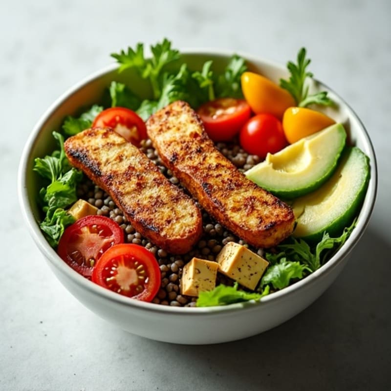 Grilled Soya Chunks and Lentil Salad Bowl