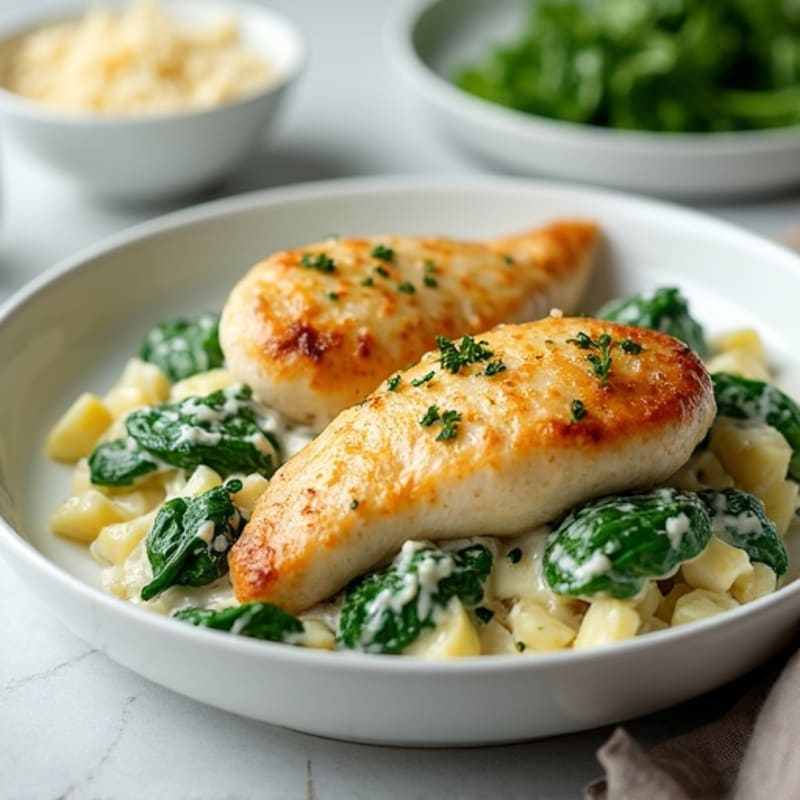 Creamy Spinach Artichoke Chicken Bake