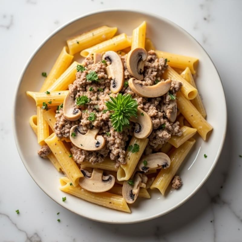 Lean Beef and Mushroom Creamy Whole Wheat Pasta